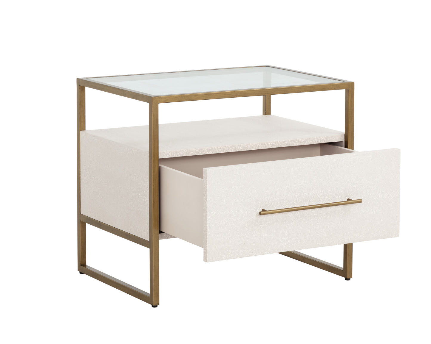 NAHLA VENICE NIGHTSTAND - OYSTER SHAGREEN