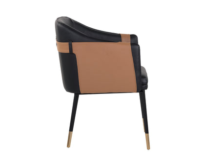 NAHLA CARTER DINING ARMCHAIR - NAPA BLACK / NAPA COGNAC