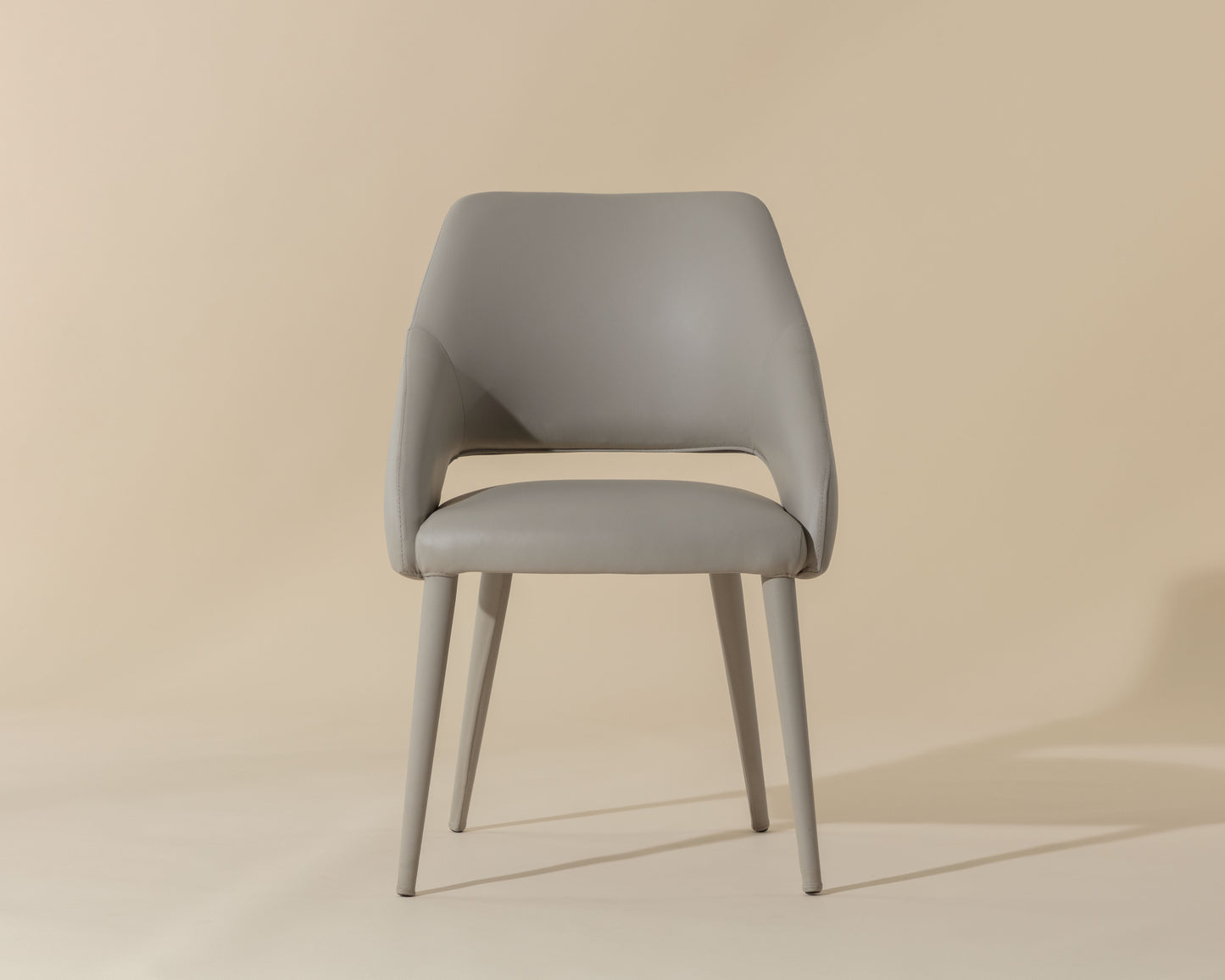 NAHLA GALEN DINING ARMCHAIR - LINEA LIGHT GREY LEATHER