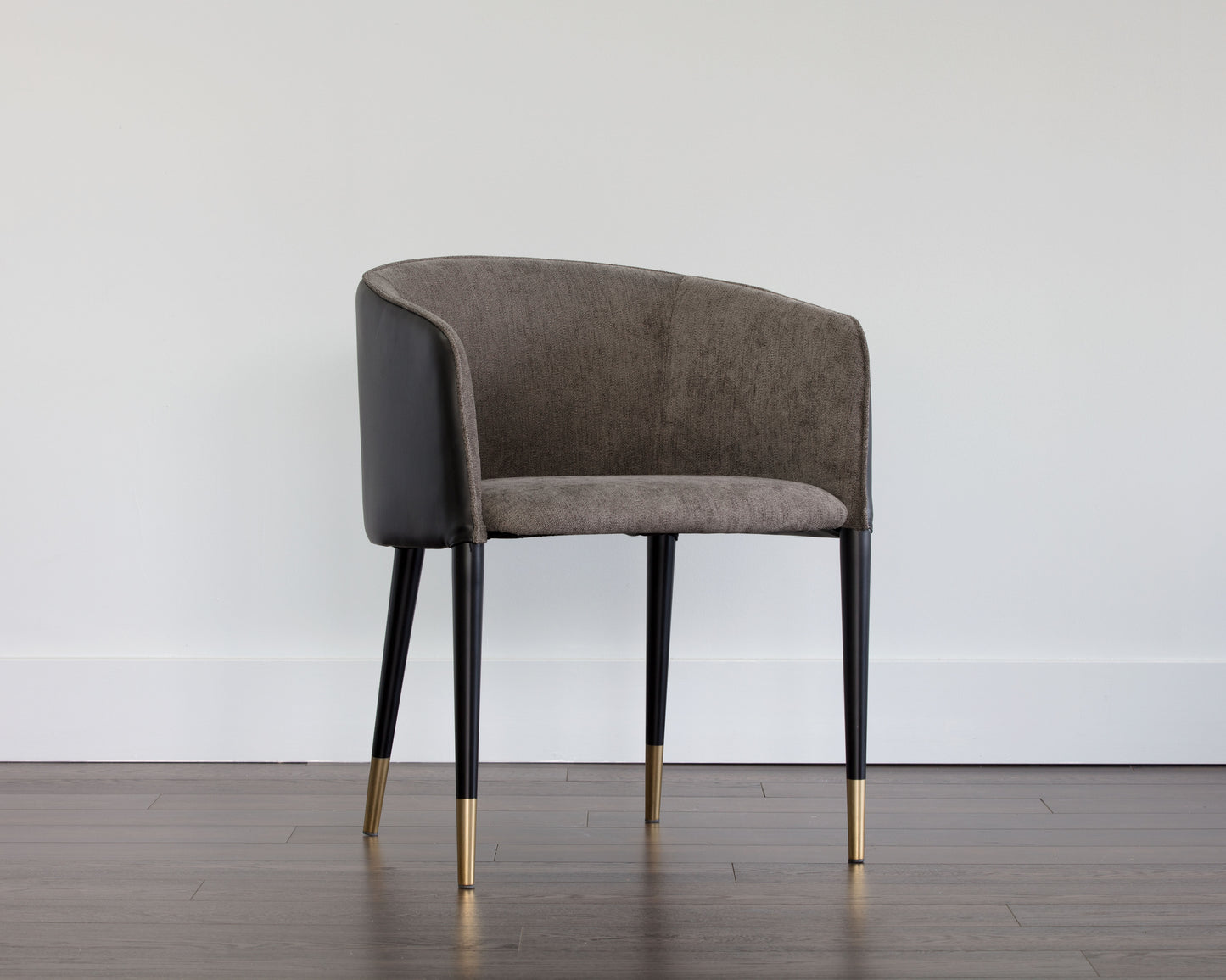 NAHLA ASHER DINING ARMCHAIR - SPARROW GREY / NAPA BLACK