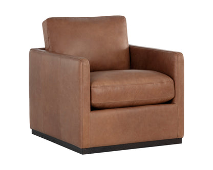 NAHLA PORTMAN SWIVEL LOUNGE CHAIR - MARSEILLE CAMEL LEATHER