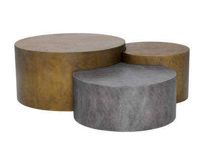 NAHLA NEO COFFEE TABLES (SET OF 3) - ANTIQUE BRASS