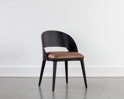 NAHLA DEZIRAE DINING CHAIR - BLACK - COGNAC LEATHER