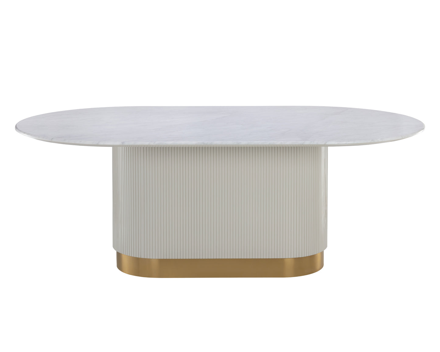 NAHLA PALOMA DINING TABLE - OVAL - WHITE MARBLE - 84"