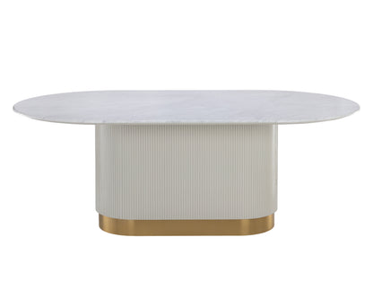 NAHLA PALOMA DINING TABLE - OVAL - WHITE MARBLE - 84"