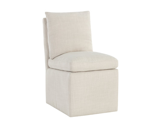 NAHLA GLENROSE WHEELED DINING CHAIR - EFFIE LINEN