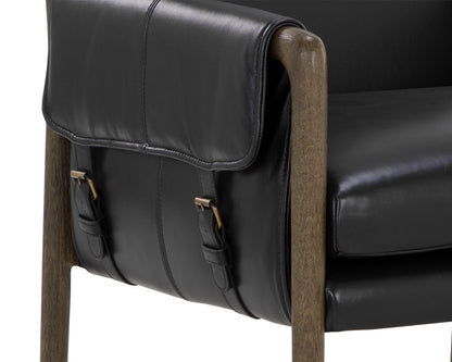 NAHLA MAUTI DINING ARMCHAIR - DISTRESSED BROWN - CORTINA BLACK LEATHER