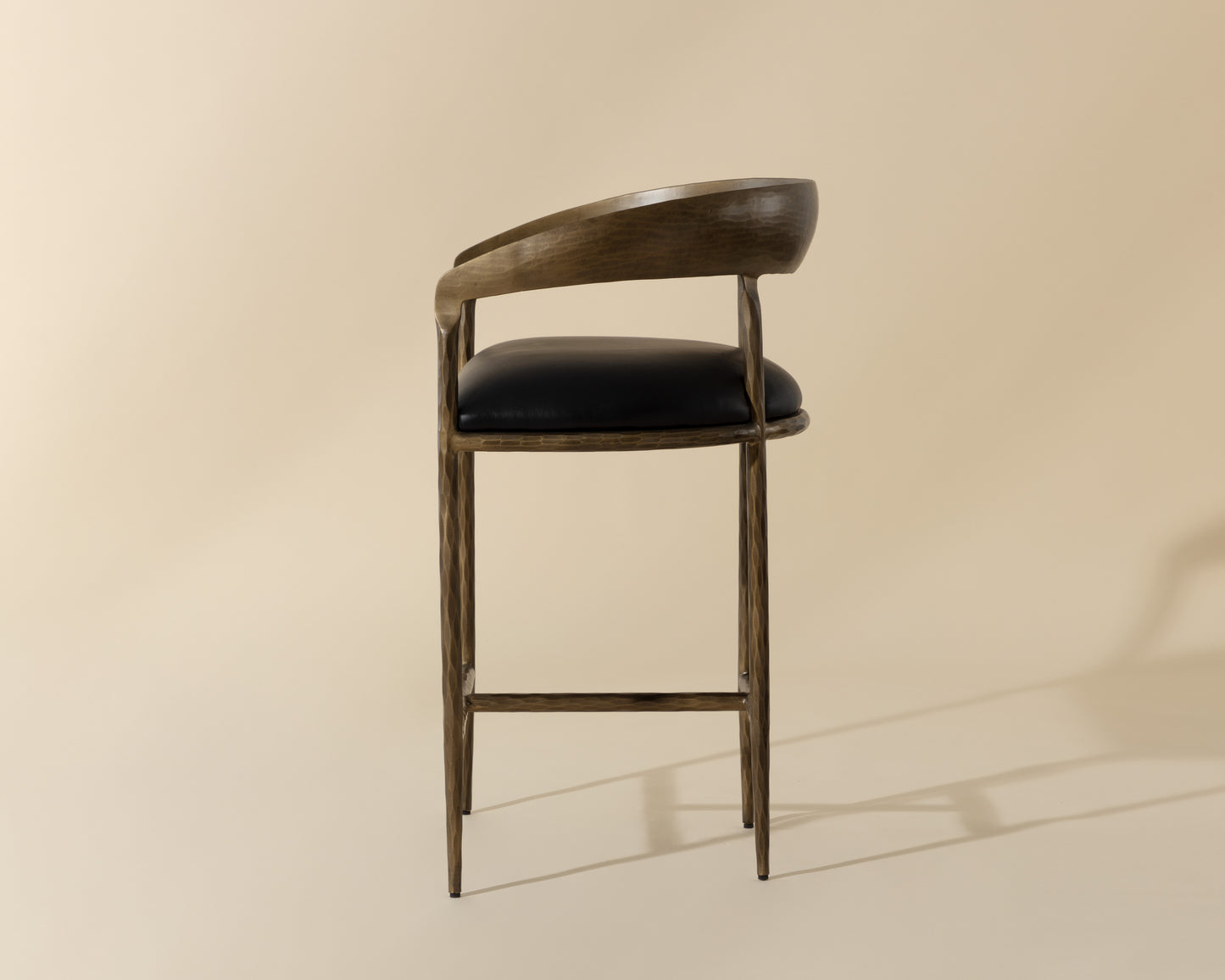 NAHLA ZANATTA COUNTER STOOL - CHARCOAL BLACK LEATHER