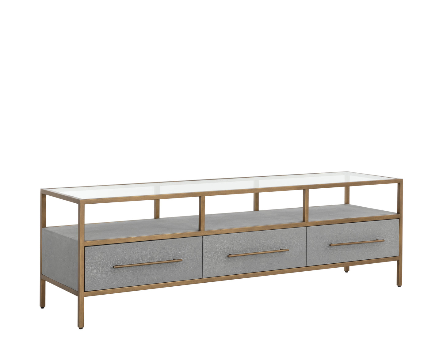 NAHLA VENICE MEDIA CONSOLE AND CABINET - GREY SHAGREEN