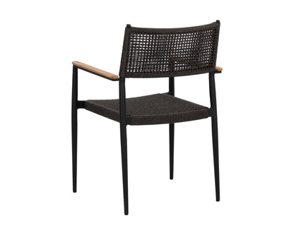 NAHLA NAVA STACKABLE DINING ARMCHAIR - BLACK