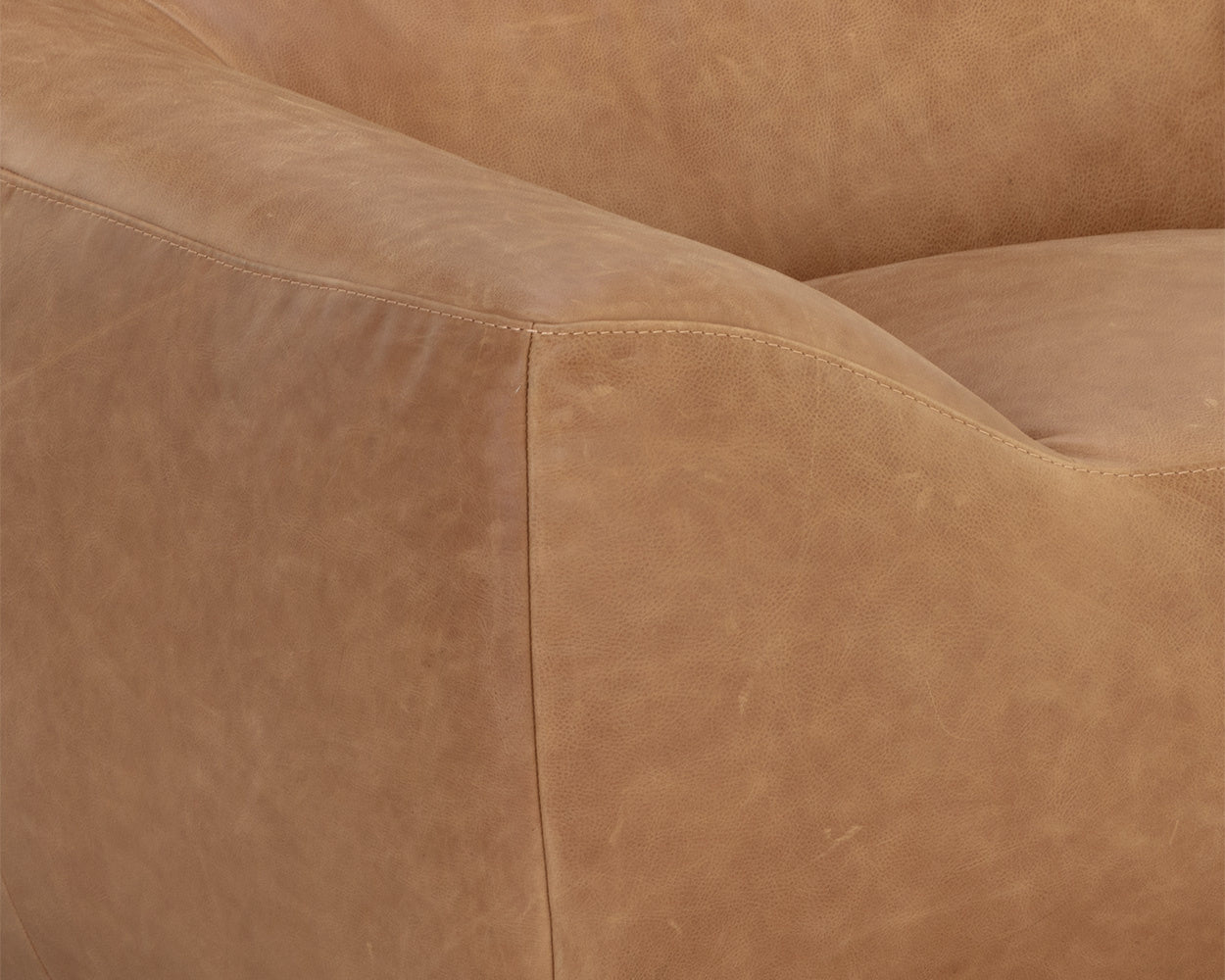 NAHLA PAGET GLIDER LOUNGE CHAIR - CAMEL LEATHER