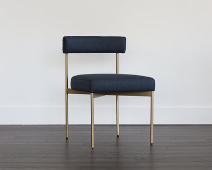 NAHLA SENECA DINING CHAIR - ANTIQUE BRASS - ARENA NAVY