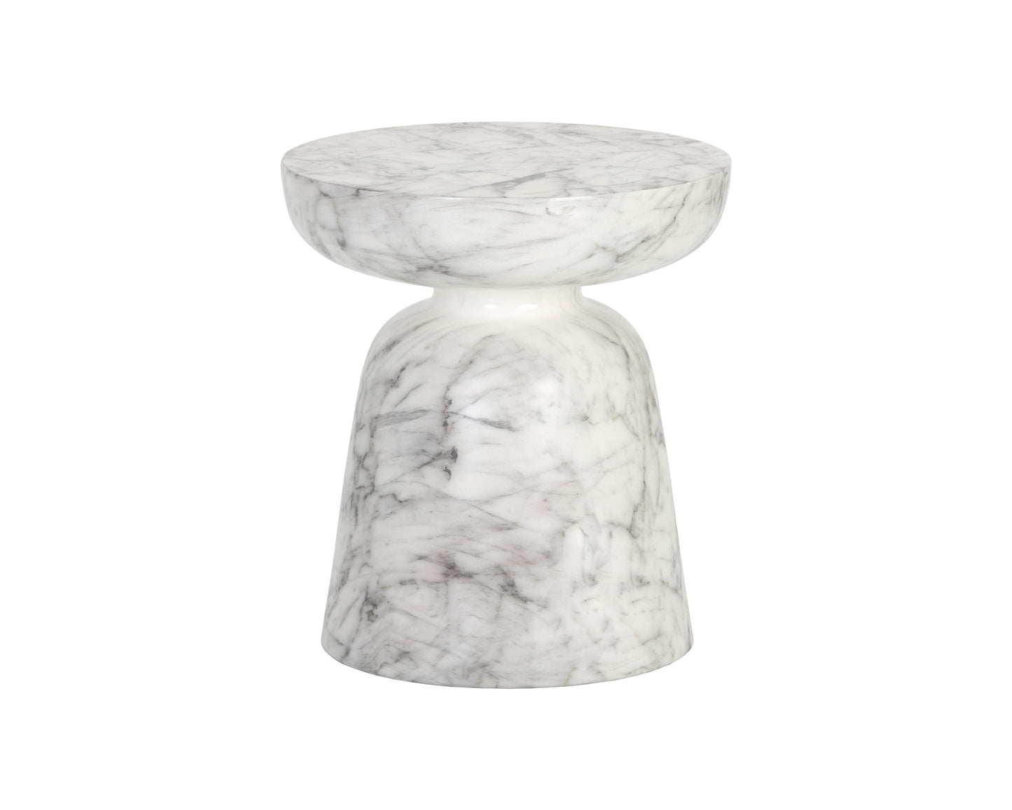 NAHLA LUCIDA END TABLE - MARBLE LOOK - WHITE