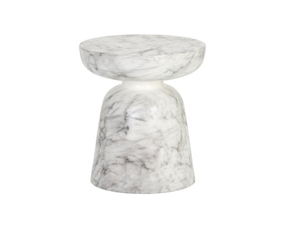 NAHLA LUCIDA END TABLE - MARBLE LOOK - WHITE