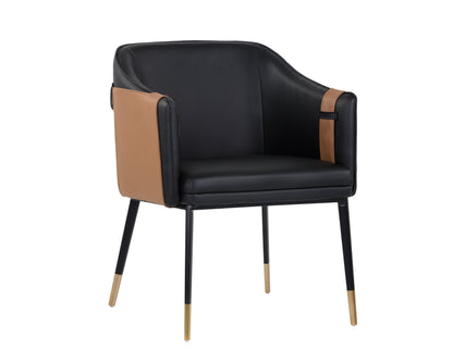 NAHLA CARTER DINING ARMCHAIR - NAPA BLACK / NAPA COGNAC