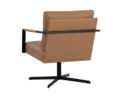 NAHLA RANDY SWIVEL LOUNGE CHAIR - LINEA WOOD LEATHER