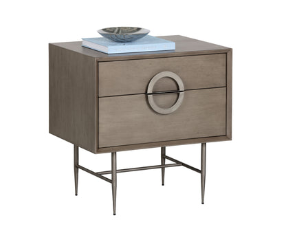 NAHLA EMERY NIGHTSTAND - ANTIQUE SILVER - ASH GREY