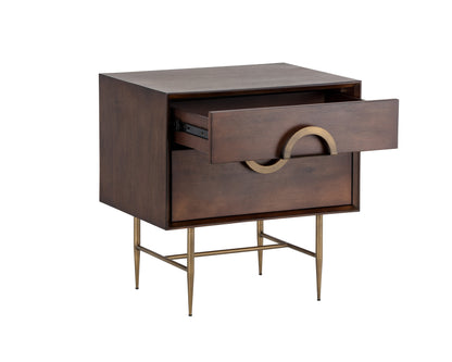 NAHLA EMERY NIGHTSTAND - ANTIQUE BRASS - DARK MANGO