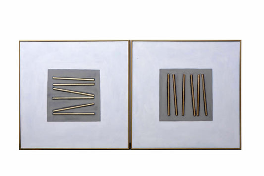 NAHLA PICK UP STICKS (SET OF 2) - 48" X 48" - GOLD FLOATER FRAME