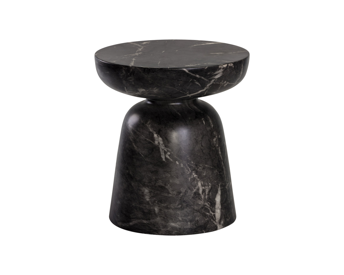 NAHLA LUCIDA END TABLE - MARBLE LOOK - BLACK