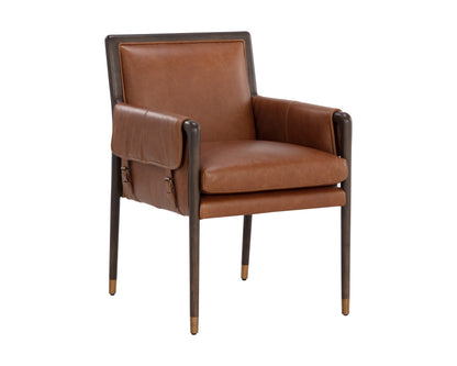 NAHLA MAUTI DINING ARMCHAIR - BROWN - SHALIMAR TOBACCO LEATHER