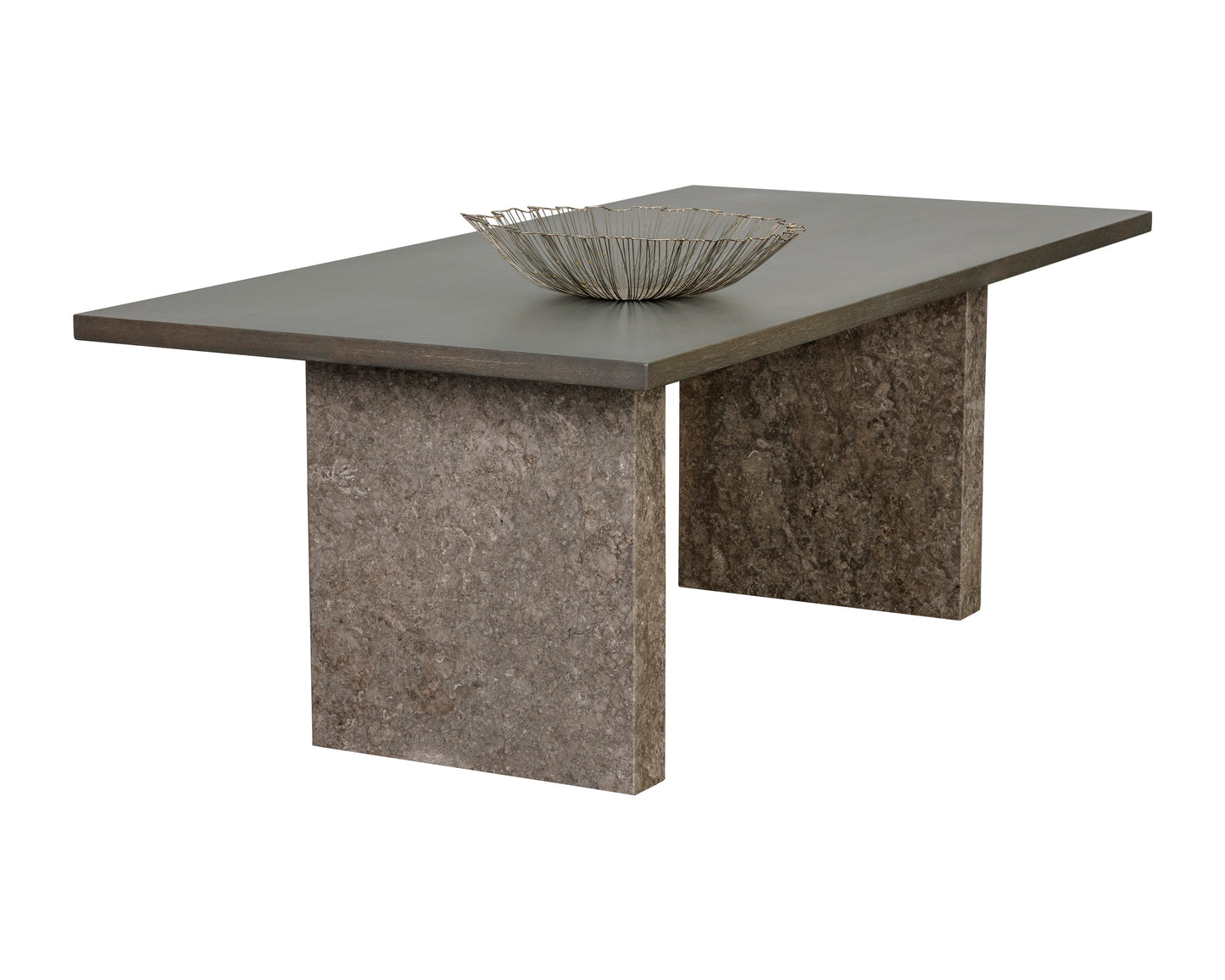 NAHLA REBEL DINING TABLE - GREY MARBLE / CHARCOAL GREY - 82.75"