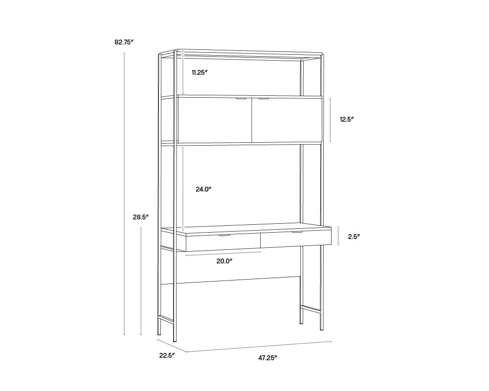 NAHLA AMBROSE MODULAR WALL DESK - CHAMPAGNE GOLD - CREAM