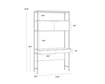 NAHLA AMBROSE MODULAR WALL DESK - CHAMPAGNE GOLD - CREAM