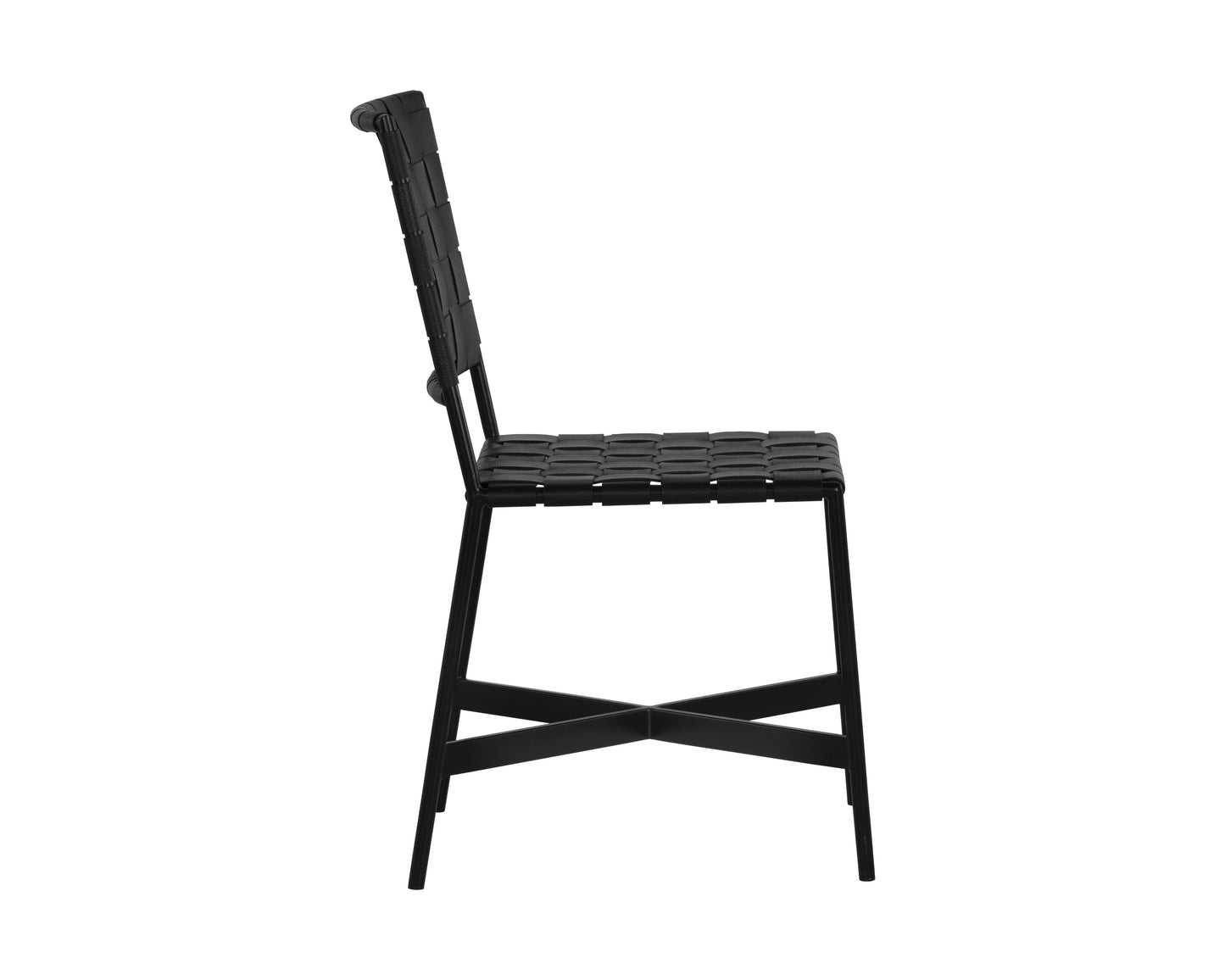 NAHLA OMARI DINING CHAIR - BLACK LEATHER