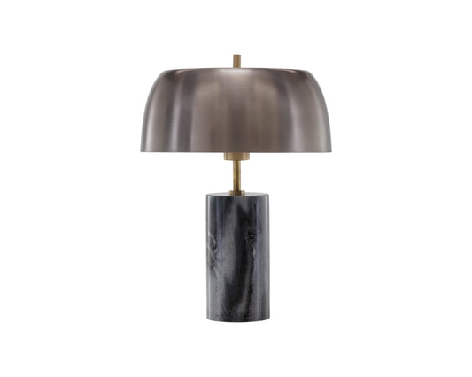 NAHLA ALUDRA TABLE LAMP - GREY MARBLE - ANTIQUE SILVER