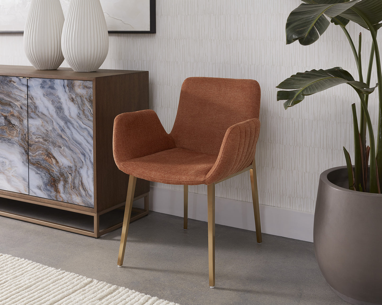 NAHLA LUCANO DINING ARMCHAIR - BELFAST RUST