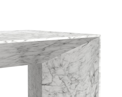 NAHLA NOMAD COFFEE TABLE - MARBLE LOOK - WHITE