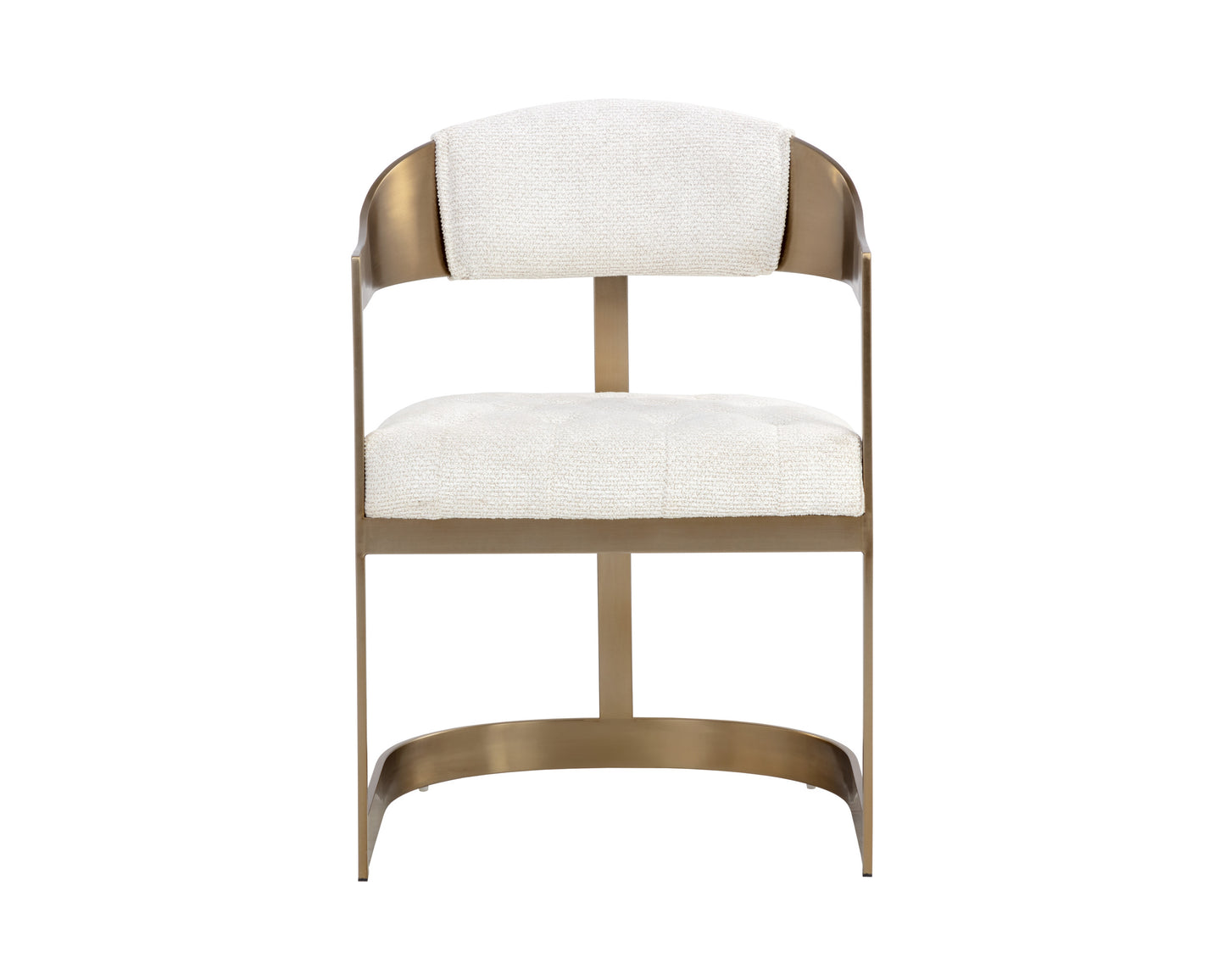 NAHLA BEAUMONT DINING ARMCHAIR - ANTIQUE BRASS - RHEA LIGHT BARLEY