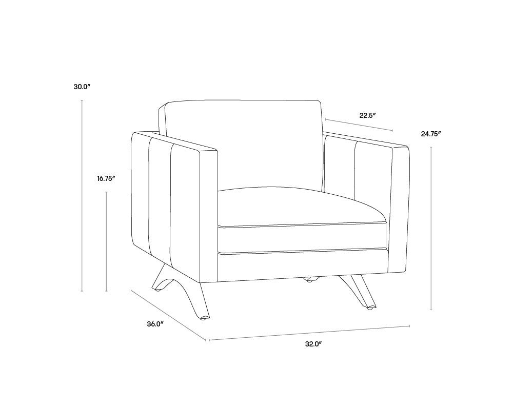 NAHLA ROGERS ARMCHAIR - SHALIMAR TOBACCO LEATHER