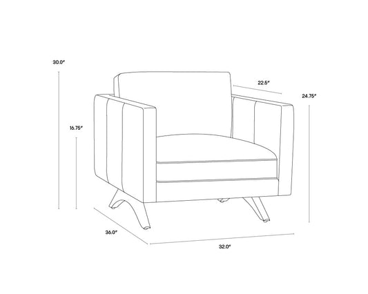 NAHLA ROGERS ARMCHAIR - SHALIMAR TOBACCO LEATHER