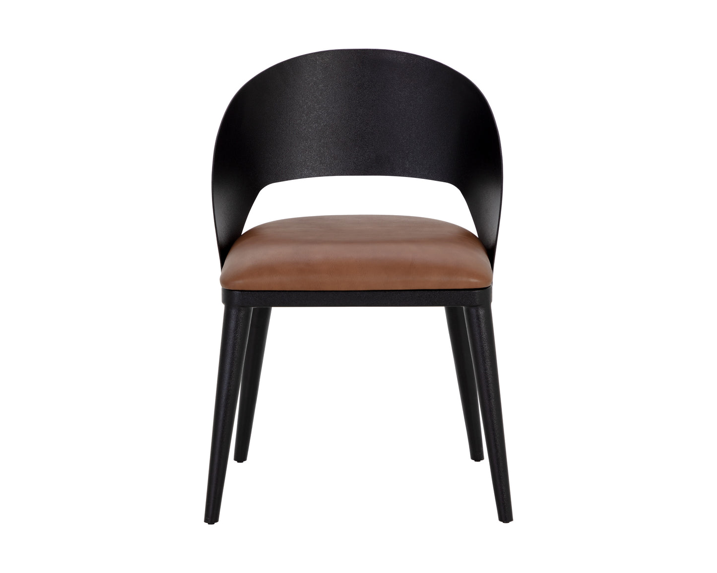 NAHLA DEZIRAE DINING CHAIR - BLACK - COGNAC LEATHER