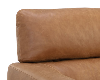 NAHLA PAGET GLIDER LOUNGE CHAIR - CAMEL LEATHER