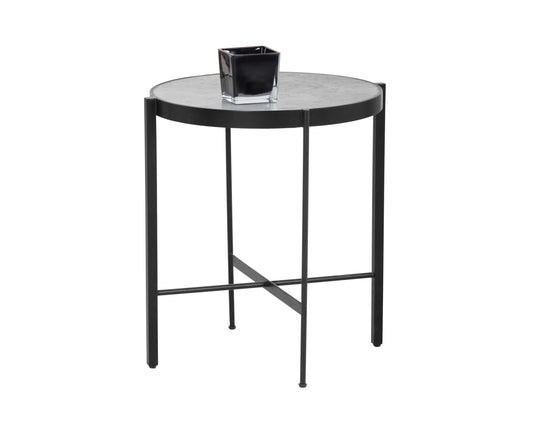 NAHLA WILLEM END TABLE - WHITE MARBLE