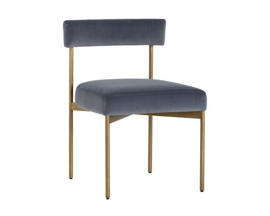 NAHLA SENECA DINING CHAIR - ANTIQUE BRASS - VELVET SLATE