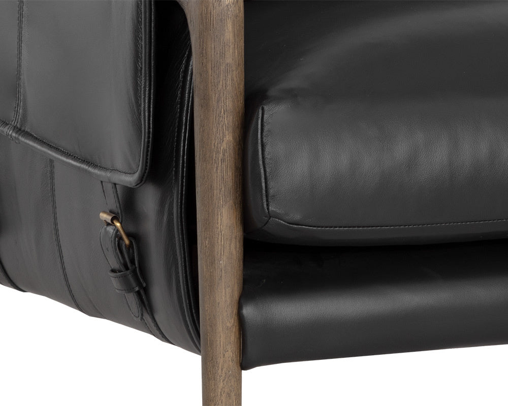 NAHLA MAUTI ARMCHAIR - DISTRESSED BROWN - CORTINA BLACK LEATHER