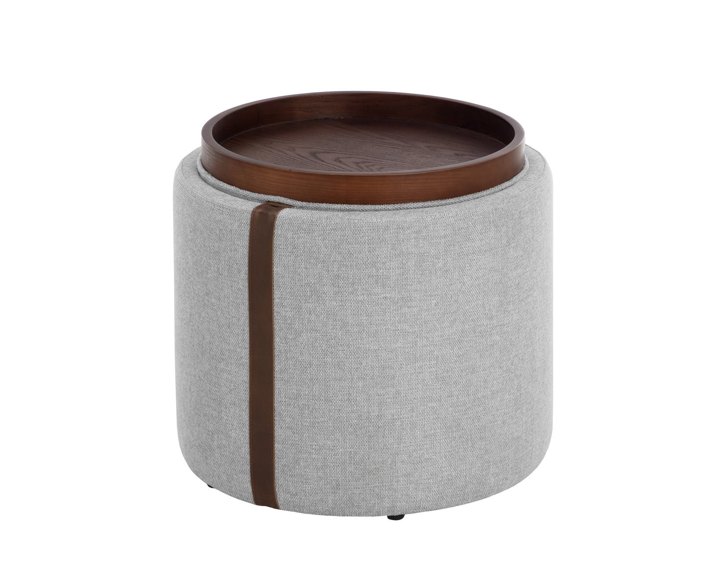 NAHLA BORELLI STORAGE OTTOMAN - BELFAST HEATHER GREY / AUTUMN CHESTNUT