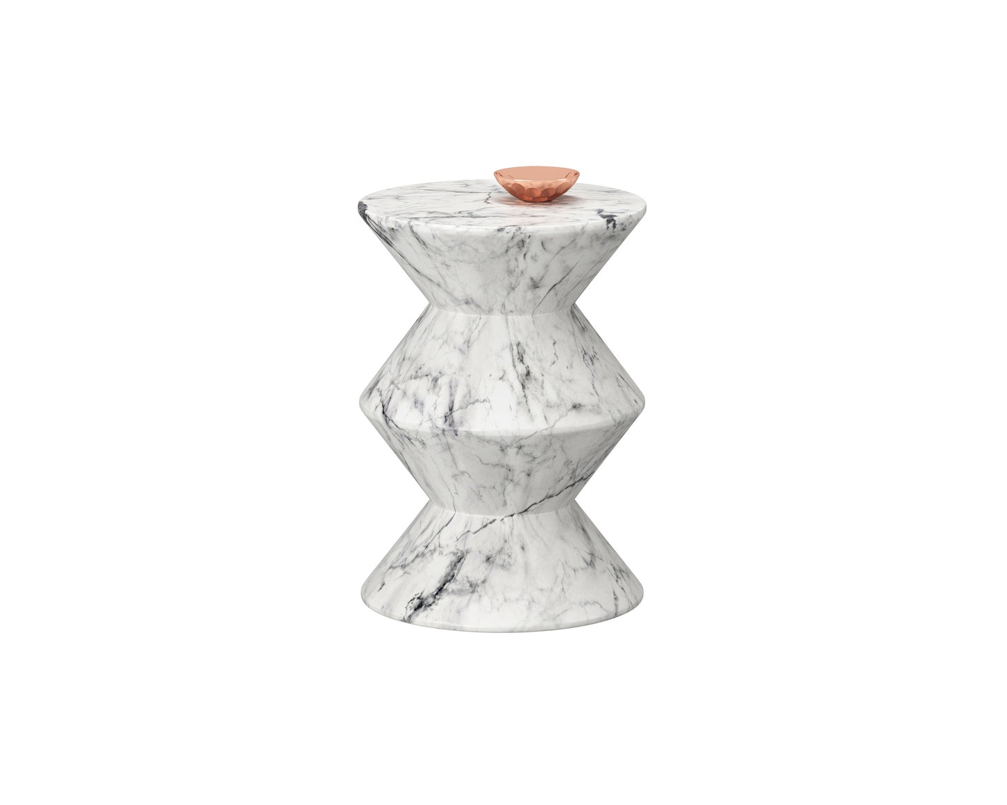 NAHLA UNION END TABLE - MARBLE LOOK - WHITE