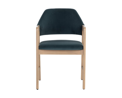 NAHLA MILTON DINING ARMCHAIR - LIGHT WASH - MEG DUSTY TEAL