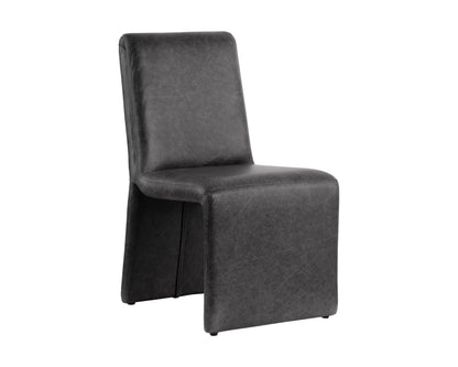 NAHLA CASCATA DINING CHAIR - MARSEILLE BLACK LEATHER