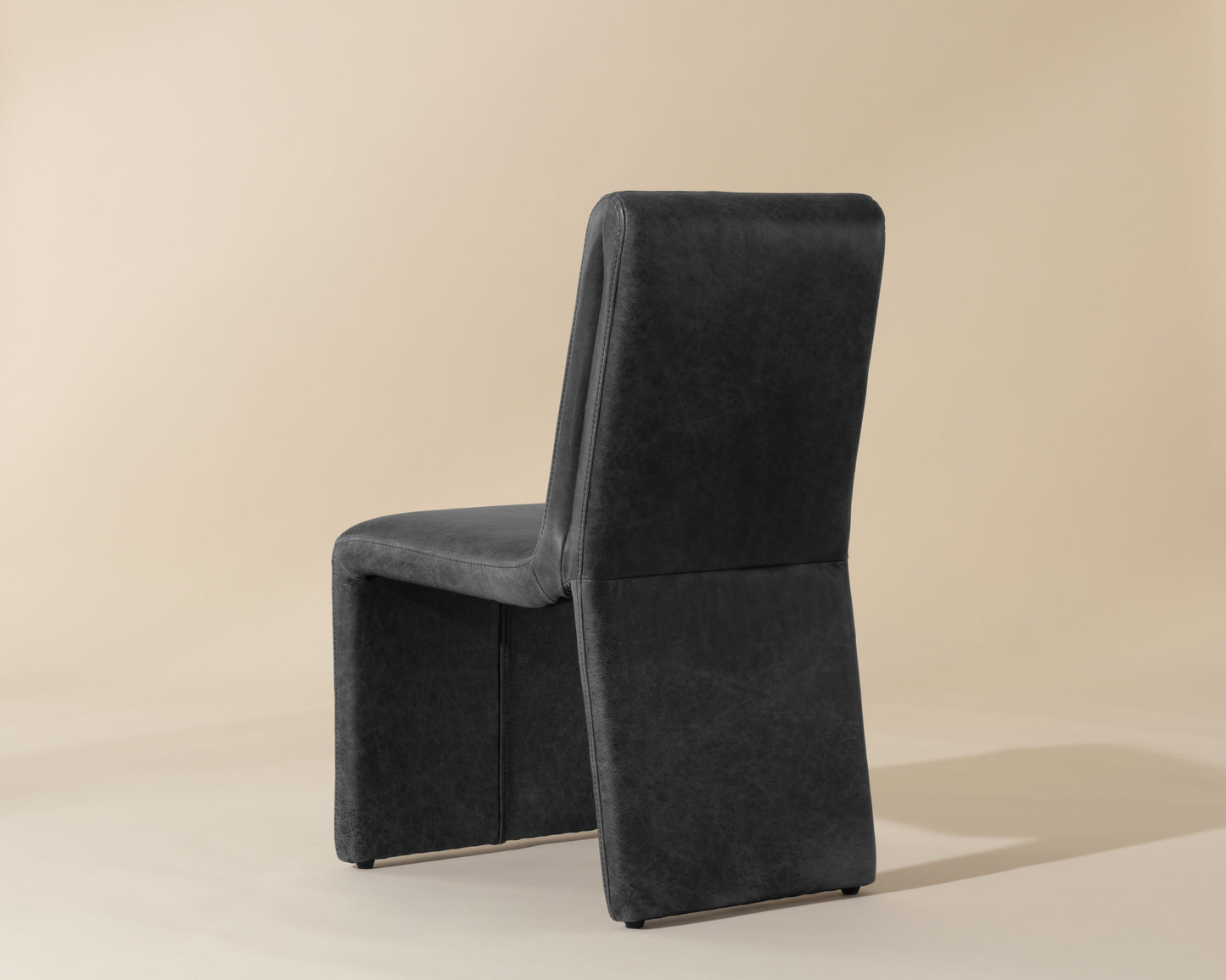 NAHLA CASCATA DINING CHAIR - MARSEILLE BLACK LEATHER