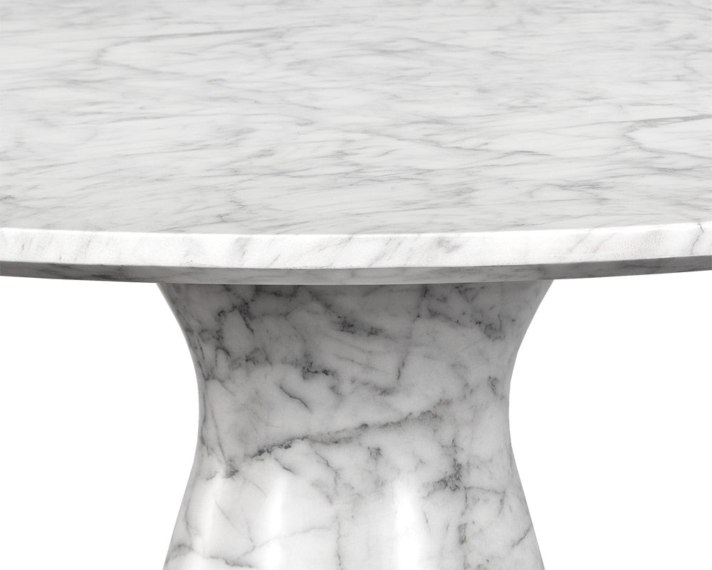 NAHLA SHELBURNE DINING TABLE - MARBLE LOOK - WHITE - 47"