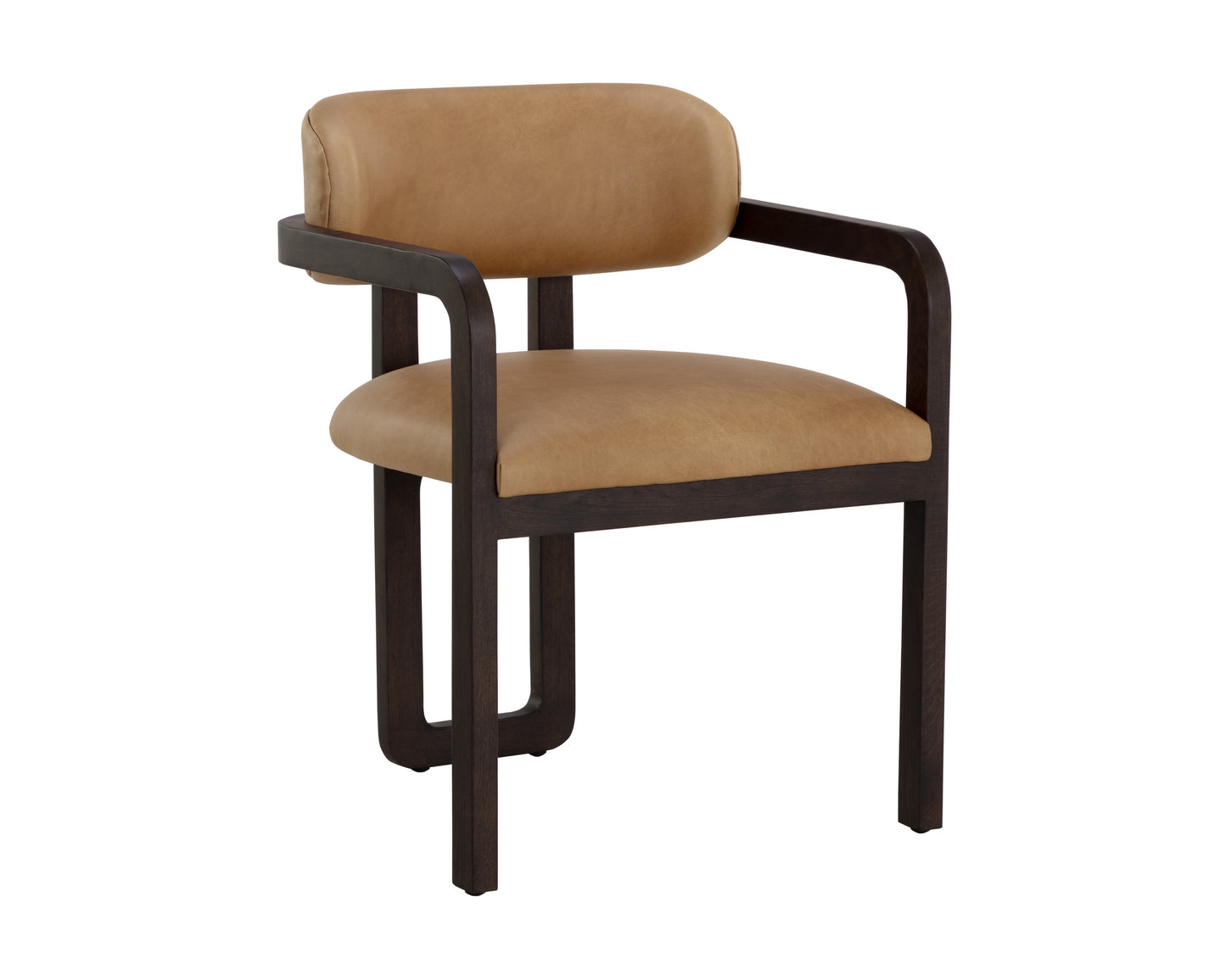 NAHLA MADRONE DINING ARMCHAIR - BROWN - LUDLOW SESAME LEATHER