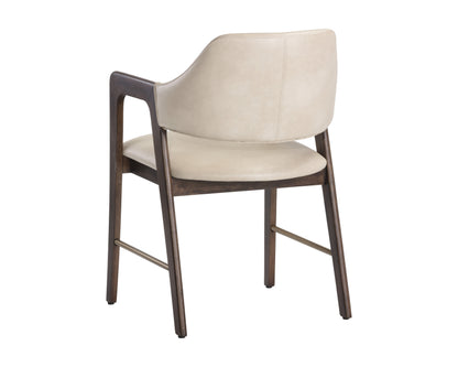 NAHLA MILTON DINING ARMCHAIR - SMOKE ACACIA - BRAVO CREAM