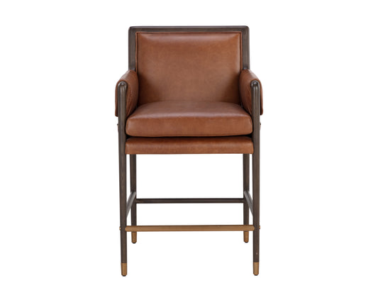 NAHLA MAUTI COUNTER STOOL - BROWN - SHALIMAR TOBACCO LEATHER