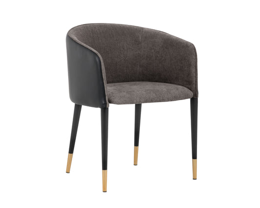 NAHLA ASHER DINING ARMCHAIR - SPARROW GREY / NAPA BLACK